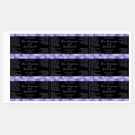 Flaschenetikett für schwarze und Lila Flasche Etiketten (Blatt)