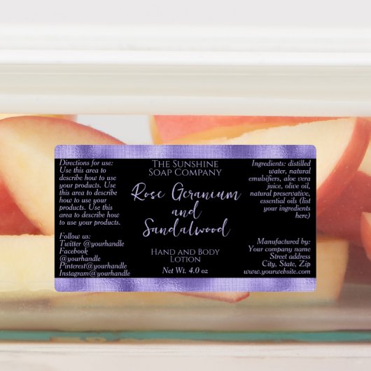 Flaschenetikett für schwarze und Lila Flasche Etiketten (Befestigt)