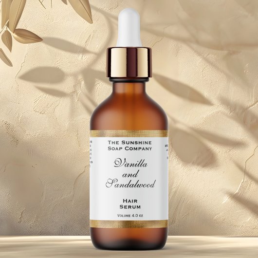 Flaschenetikett für weiße und goldfarbene Kosmetik