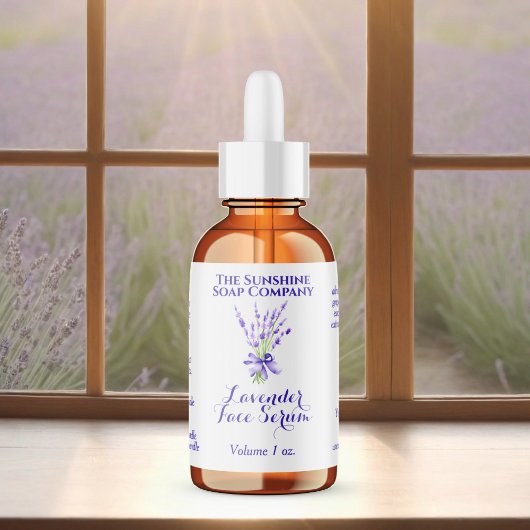 Flaschenetikett mit weißem Lavendel 2,375 x 1,25 Adressaufkleber