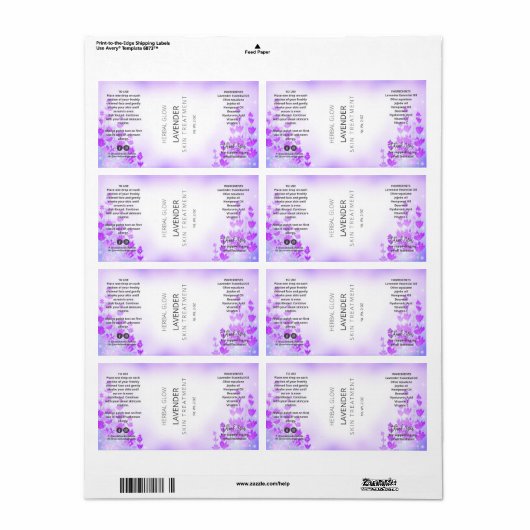 Flaschenetiketten für die Lavendel-Blume (Vorne)