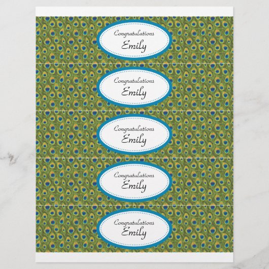 Flaschenetiketten | Türkis und Pfauenprint Flyer (Vorne)