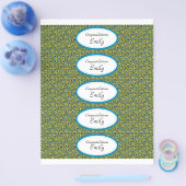 Flaschenetiketten | Türkis und Pfauenprint Flyer (Einzeln)