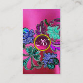 FLASCHENFLÄCHENPINK FUCHSIA SILK CLOTH, GEM MONOGR VISITENKARTE (Rückseite)