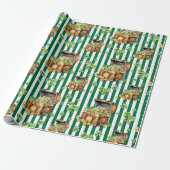 Flaschengrün gestreifte Schatzkiste St.Patrick Tag Geschenkpapier (Ungerollt)