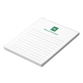 Flaschengrün Moderne Liniierte Chic Trendy Monogra Notizblock (Rotiert)