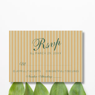 Flaschengrün Retro Honig Vintage Streifen Hochzeit RSVP Karte