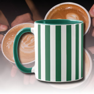 Flaschengrün-weiß gestreift im klassischen Vintage Tasse