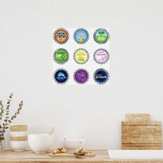 Flaschenkappen Poster (Küche)