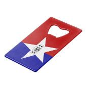 Flaschenöffner aus Edelstahl Flagge San Antonio (Vorderseite Schrägansicht)