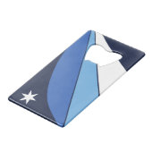 Flaschenöffner-Fahne aus Edelstahl, Columbia Geldbeutel Flaschenöffner (Vorderseite Schrägansicht)