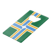 Flaschenöffner-Flagge aus Edelstahl, Portland Geldbeutel Flaschenöffner (Rückseite Schrägansicht)