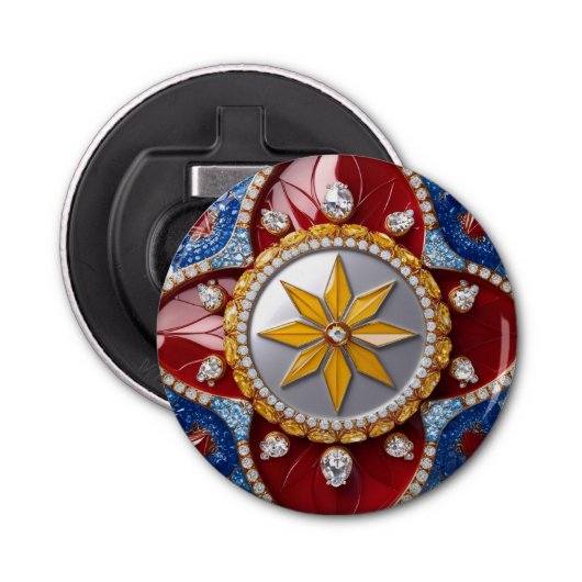 Flaschenöffner mit kolumbianischem Farbdesign (Vorderseite)