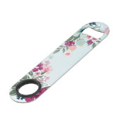 Flaschenöffner Tropische Blume auf Blue Ombre (Rückseite Schrägansicht)