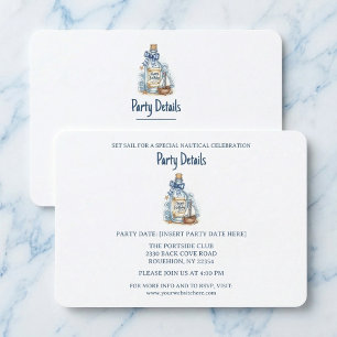 Flaschenpost-Segelboot-Geburtstags-QR-Code RSVP Karte