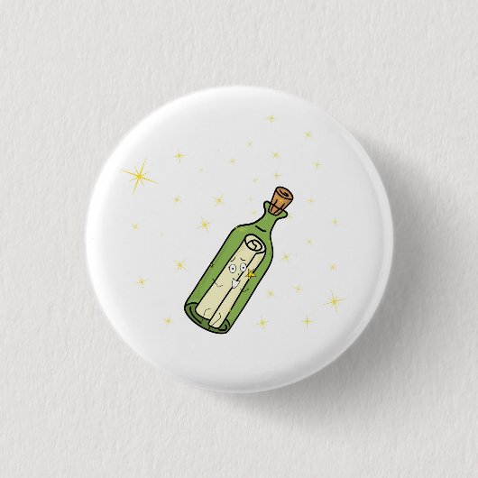 Flaschenpost-Thema Button (Vorderseite)