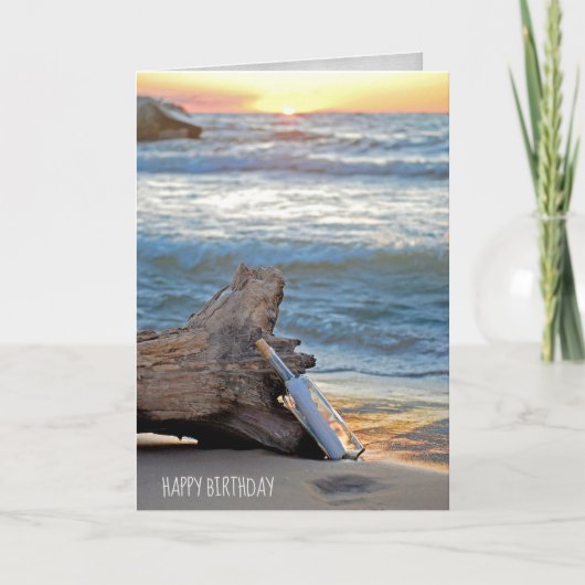 Flaschenpost zum Driftwood-Geburtstag Karte (Vorderseite)