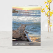 Flaschenpost zum Driftwood-Geburtstag Karte (Gelbe Blume)