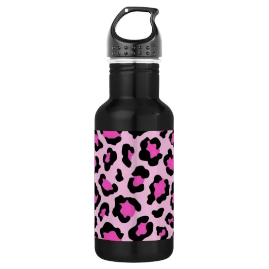 Flaschentierdruck Rosa Schwarz Edelstahlflasche (Vorderseite)