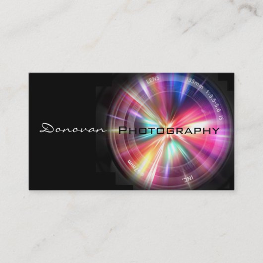 Flash Camera Lens Business Card Schwarz Visitenkarte (Vorderseite)