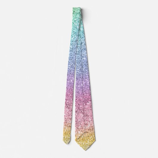 Flash Pastel Rainbow Glitzer Pattern Krawatte (Rückseite)
