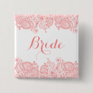 Flash Pink Tones Paisley Lace Button