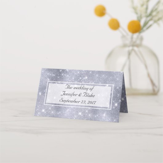 Flash Platinum Sequins Look Jeder Anlass Platzkarte (Rückseite)
