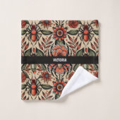 Flash Tattoo Spider Floral Custom Muster Badhandtuch Set (Waschlappen)