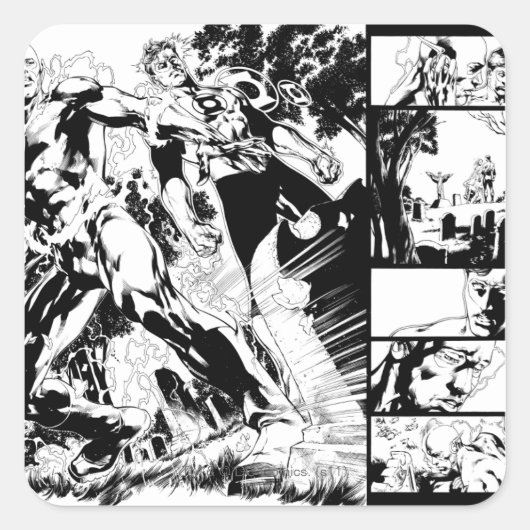 Flash- und Green Lantern-Panel 2 Quadratischer Aufkleber (Vorderseite)