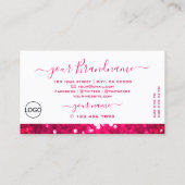 Flash White Girly Pink Sparkling Glitzer Add Logo Visitenkarte (Rückseite)