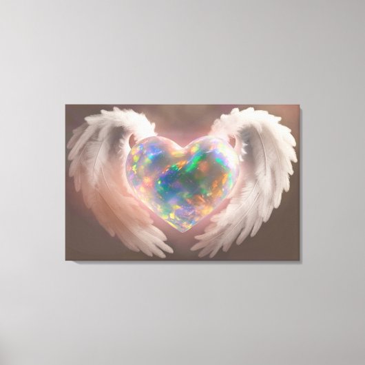 *~* Flashy Opal Heart Angel Wings AP78 Leinwanddruck (Vorderseite)