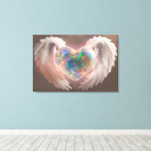 *~* Flashy Opal Heart Angel Wings AP78 Leinwanddruck (Insitu (Holzboden))