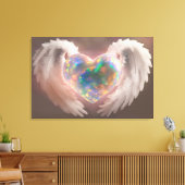 *~* Flashy Opal Heart Angel Wings AP78 Leinwanddruck (Insitu (Wohnzimmer))