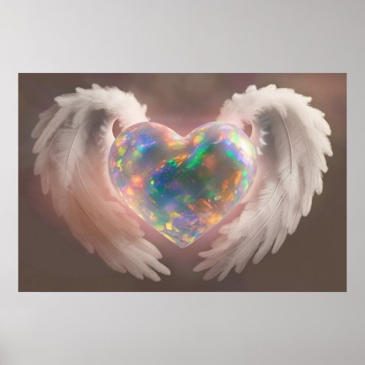 *~* Flashy Opal Heart Angel Wings AP78 Poster (Vorne)