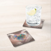 *~* Flashy Opal Heart Angel Wings AP78 Rechteckiger Pappuntersetzer (Vor Ort)