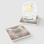 *~* Flashy Opal Heart Angel Wings AP78 Steinuntersetzer (Seitenansicht)