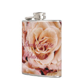 Flask Bachelorette Geschenk Hochzeit Pink Rose Ros Flachmann (Links)