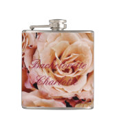 Flask Bachelorette Geschenk Hochzeit Pink Rose Ros Flachmann (Vorderseite)