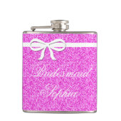 Flask Bridesmaid Geschenk Glitzer rosa Personalisi Flachmann (Vorderseite)