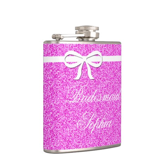 Flask Bridesmaid Geschenk Glitzer rosa Personalisi Flachmann (Rechts)