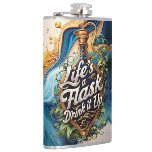 Flask Forward to Fun - Motivation zu trinken - wit Flachmann (Rechts)