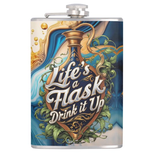 Flask Forward to Fun - Motivation zu trinken - wit Flachmann (Vorderseite)
