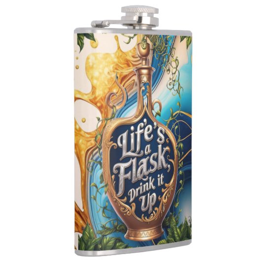 Flask Forward to Fun - Motivation zu trinken - wit Flachmann (Rechts)