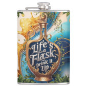 Flask Forward to Fun - Motivation zu trinken - wit Flachmann (Vorderseite)