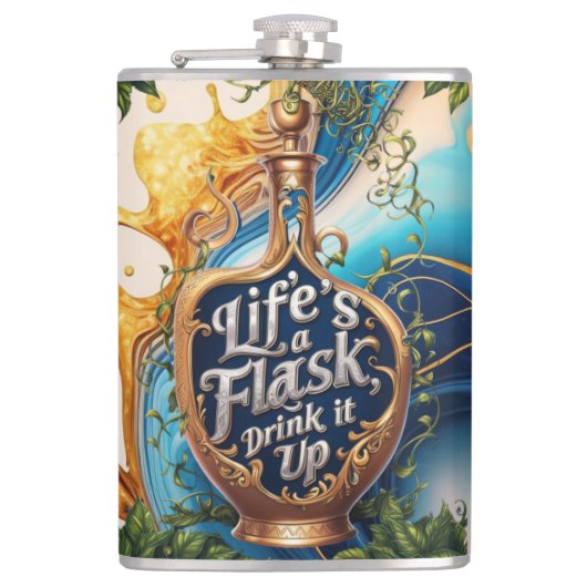 Flask Forward to Fun - Motivation zu trinken - wit Flachmann (Vorderseite)