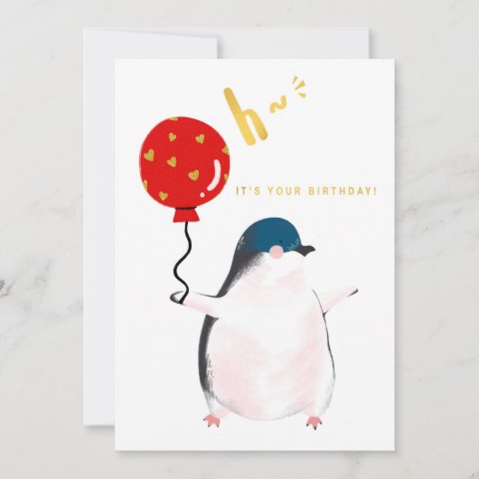 Flat Birthday Card - Der kleine Pinguin Karte (Vorderseite)