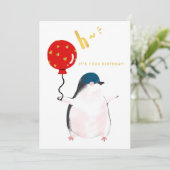 Flat Birthday Card - Der kleine Pinguin Karte (Stehend Vorderseite)