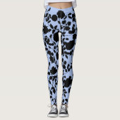 Flat Black On Periwinkle Blauer Blumenstrauß Leggings (Vorderseite)