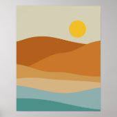 Flat Boho Abstrakte Landschaft Sonnenuntergang und Poster (Vorne)