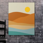 Flat Boho Abstrakte Landschaft Sonnenuntergang und Poster